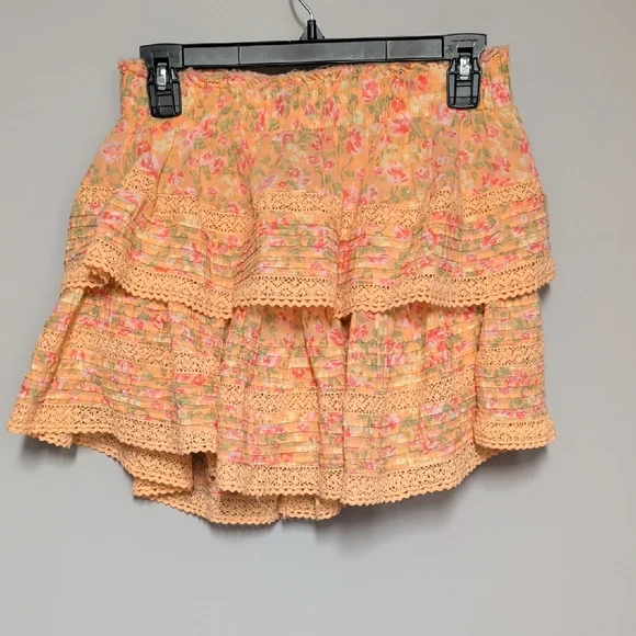 Aerie Floral Lace Trim Mini Skirt - Peach and Pink - Picture 1 of 7